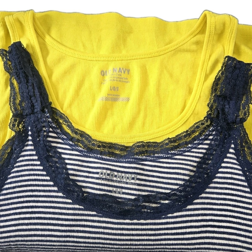 Set Of 2 Old Navy Ribbed Tank Tops Long Womens Lg Retro Closet Staple Base Layer